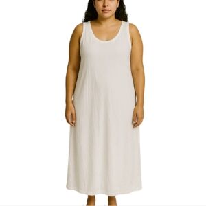 Joie White Linen Blend Maxi Dress Size XL Sleeveless Tassel Tie Side Slit Boho